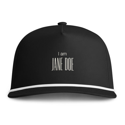 Sunwashed Rope Cap — ‘I am Jane Doe’ Embroidered Rope Hat