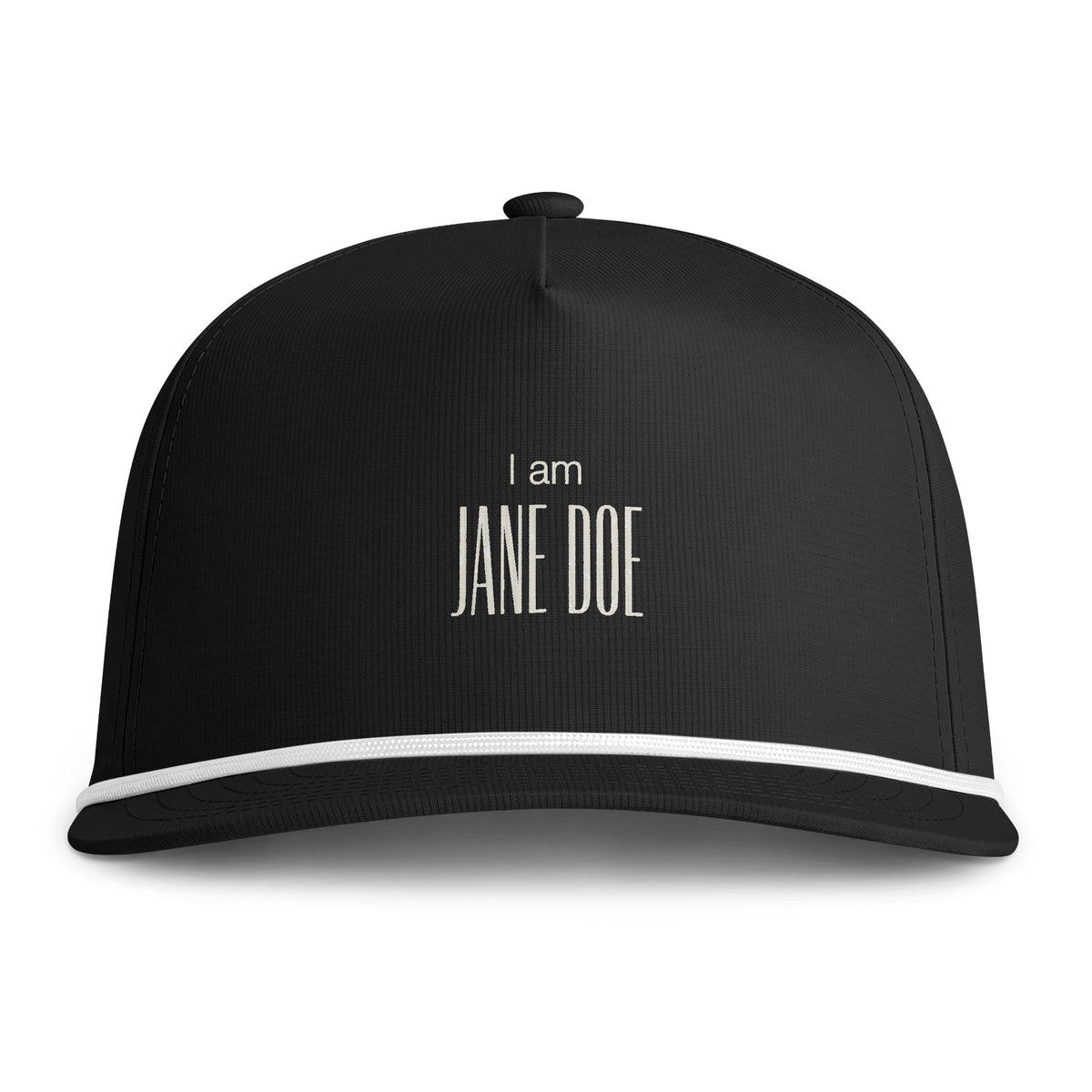 Sunwashed Rope Cap — ‘I am Jane Doe’ Embroidered Rope Hat